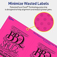 Avery Printable Rectangle Labels, Sure Feed Technology, 4-3/4" x 3-3/4", Neon Magenta, Print-to-The-Edge, Laser/Inkjet Printable