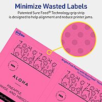 Avery Printable Rectangle Labels, Sure Feed Technology, 5" x 3.5", Bright Pink, Laser/Inkjet Printable