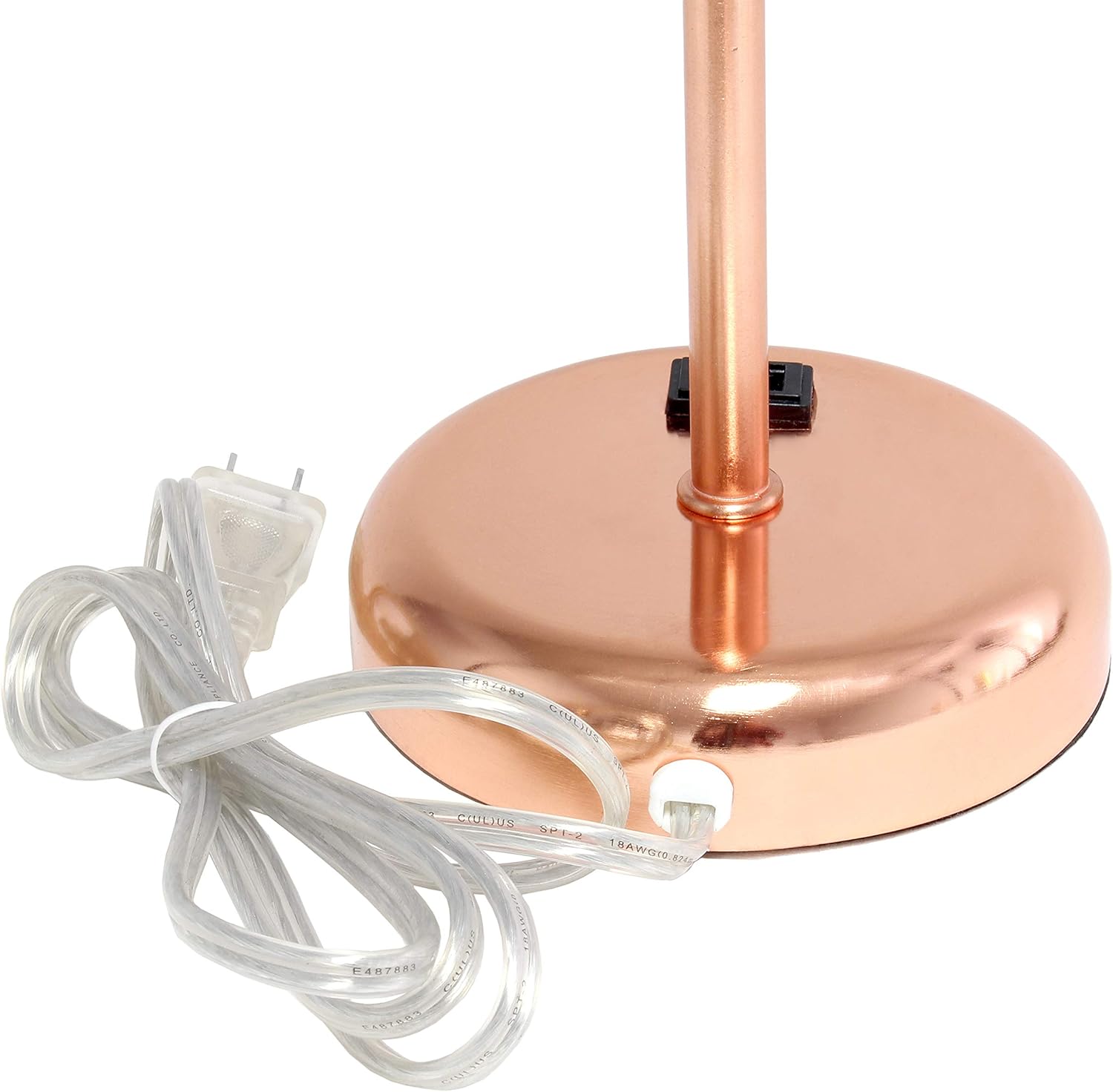 LIMELIGHTS Simple Designs LT2024 Stick Table Lamp with Charging Outlet and Drum Fabric Shade