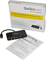 StarTech.com 3 Port USB-C Hub with Gigabit Ethernet & 60W PD Passthrough