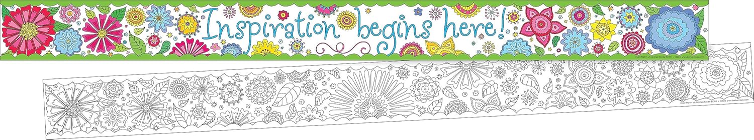 BARKER CREEK Double-Sided Border 2-Pack, Color Me! in My Garden, Decorate Galore with 70' of Border