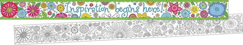 BARKER CREEK Double-Sided Border 2-Pack, Color Me! in My Garden, Decorate Galore with 70' of Border, Coordinating Designs Printed On Both Sides for Twice the Value, 3" x 70' (3659)