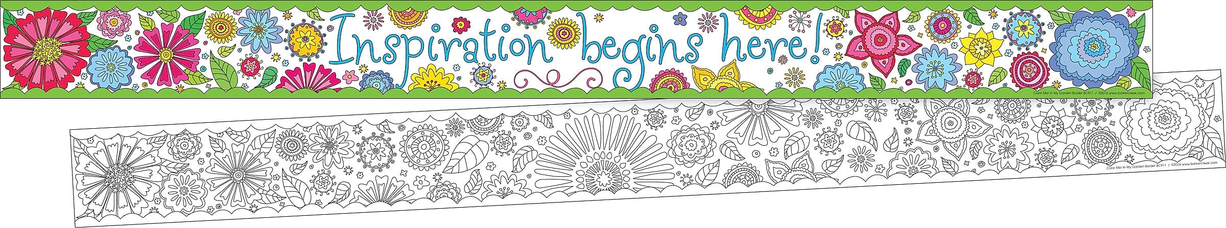 BARKER CREEK Double-Sided Border 2-Pack, Color Me! in My Garden, Decorate Galore with 70' of Border