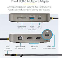 StarTech.com USB C Docking Station, Dual 4K 60Hz HDMI Hub for MacBook Pro (M1/M2/M3/M4) and Windows, USB-A/USB-C 10Gbps Hub, 100W Power Delivery, GbE, SD, 22in/56cm Cable (102B-USBC-MULTIPORT)