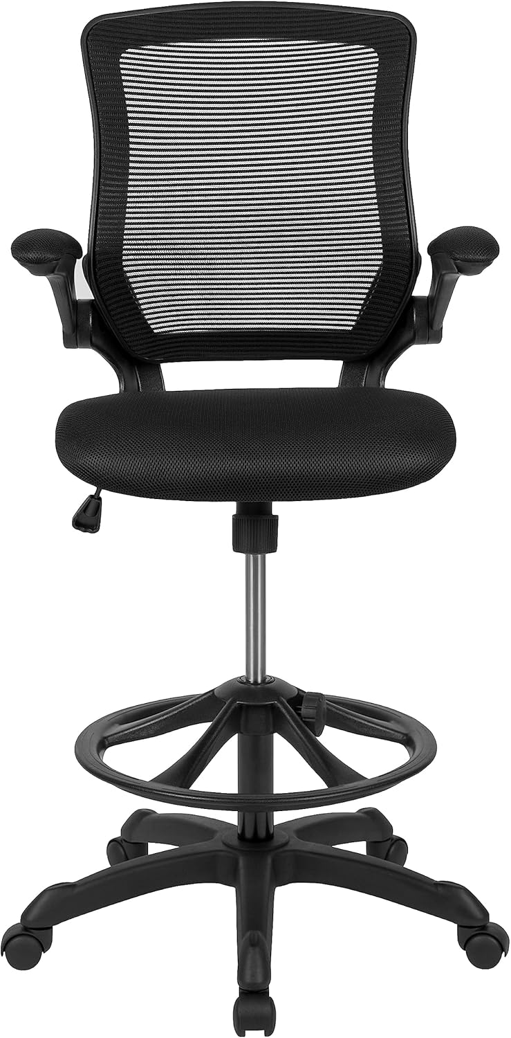 Flash Furniture Kale Mid-Back Swivel Office Chair with Adjustable Foot Ring, Lumbar Support, and Seat Height