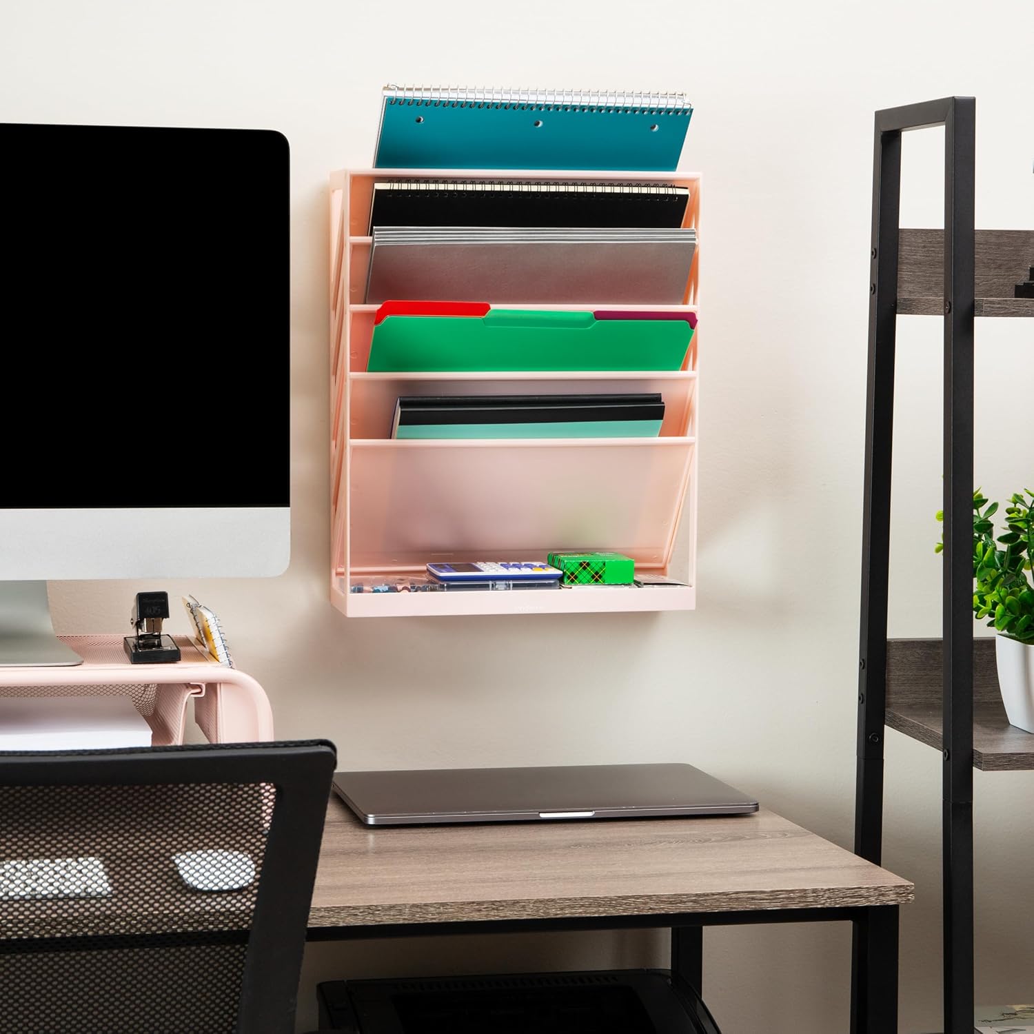 Mind Reader 5-Tier Vertical File Holder, Desktop Organizer, Wall Mount