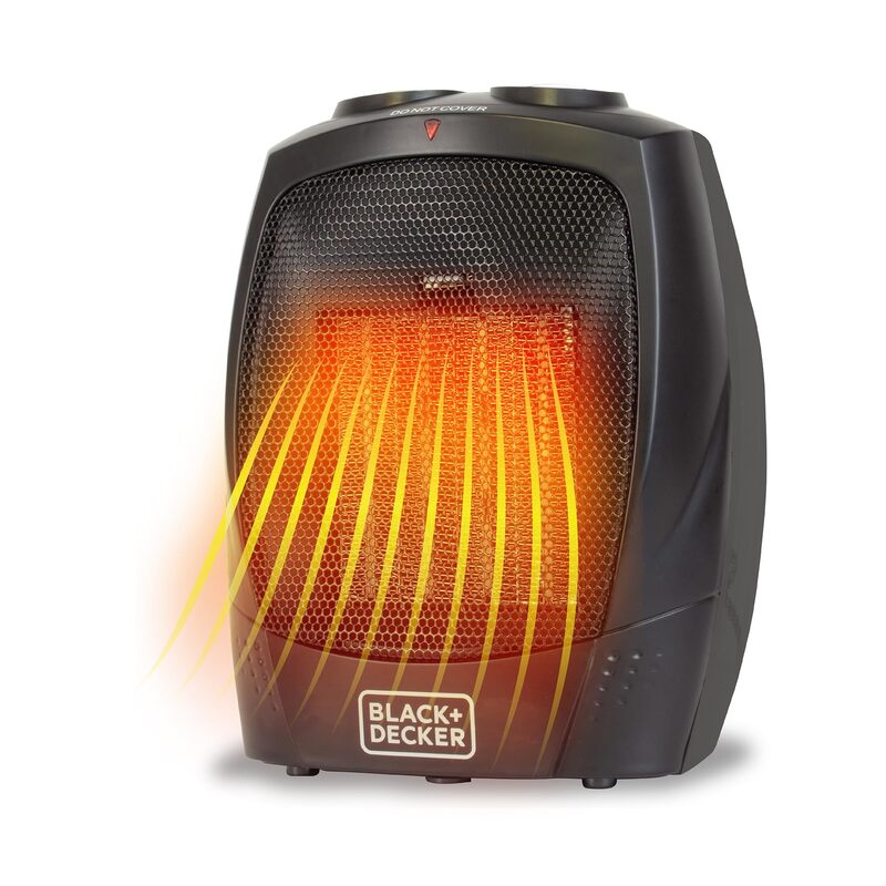 Black+Decker BHDC201 1,500-Watt Personal Ceramic Heater, 9-1/4inH x 7-5/16inW x 6-5/16inD, Black