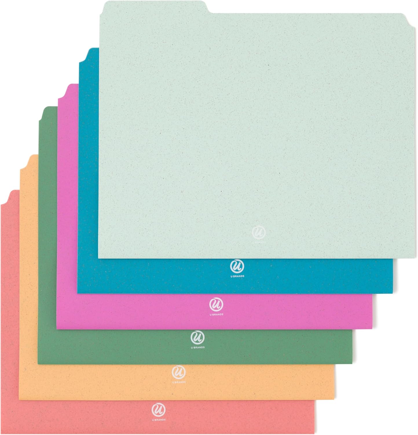 U Brands U-Eco Poly File Folders, Set of 24, Assorted Brights, 1/3-Cut Tabs, 100% Recycled Paper Labels (6597U01-12)