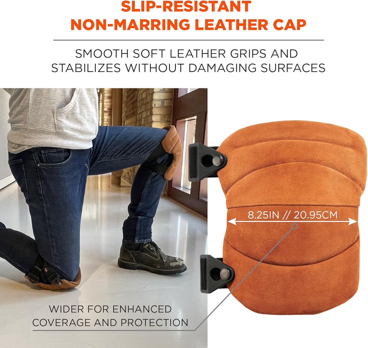 Ergodyne ProFlex 230LTR Leather Knee Pads, Heavy Duty, One Size, Brown