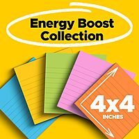 Post-it Super Sticky Lined Notes, 6 Sticky Note Pads, 4 x 4 in., School Supplies for Students, Ideal for Textbooks