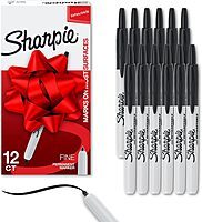 Sharpie Retractable Permanent Markers, Fine Point, Black, Box Of 12