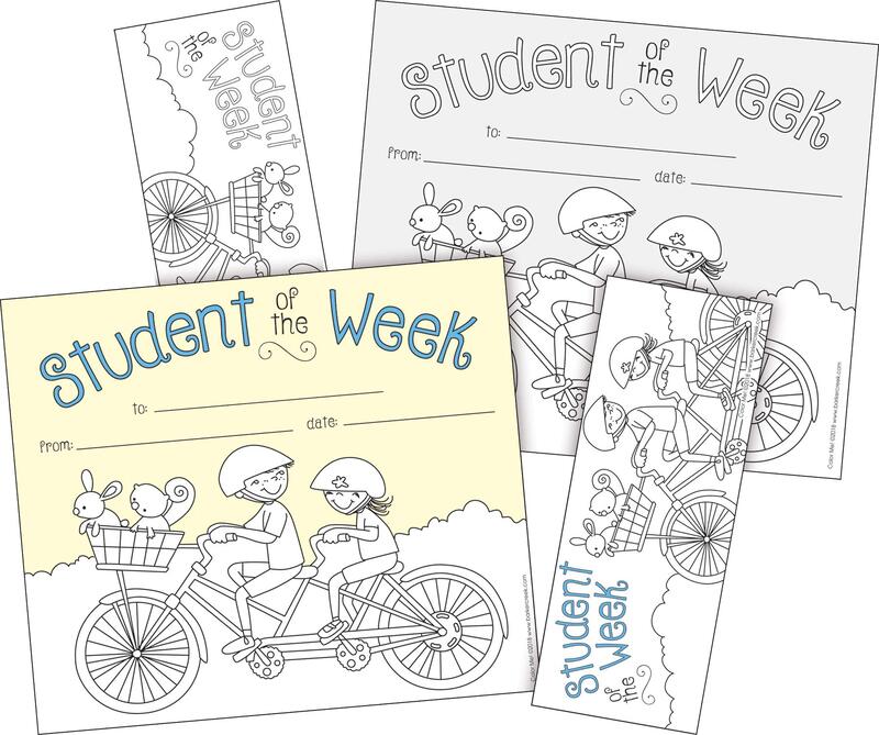 BARKER CREEK Recognition Awards and Bookmarks, Color Me Student of The Week, Awards are 6-3/8" x 5-1/2", Bookmarks are 2-1/8" x 5-1/2", 30/Pack (430)