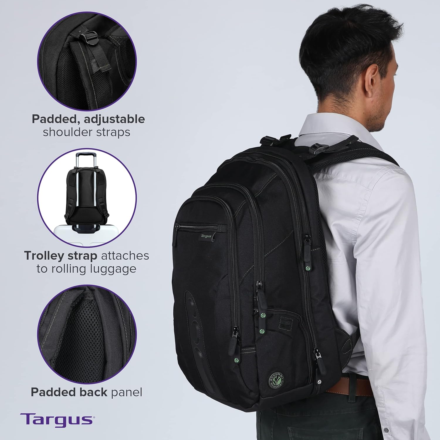 TARGUS Spruce EcoSmart Travel Laptop Backpack, TSA-Friendly