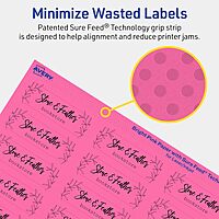AVERY Printable Rectangle Labels, Sure Feed Technology, 3/4" x 2-1/4", Bright Pink, Print-to-Edge, Laser/Inkjet