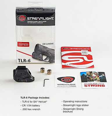 Streamlight 69287 TLR-6 100-Lumen 2000 Candela Rail-Mounted Tactical Weapon Light with Integrated Red Aiming Laser Designed Exclusively for The Springfield Armory Hellcat 3-Inch Micro Compact, Black