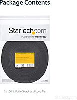 StarTech.com Hook and Loop Roll - Cut-to-Size Reusable Cable Ties - Black