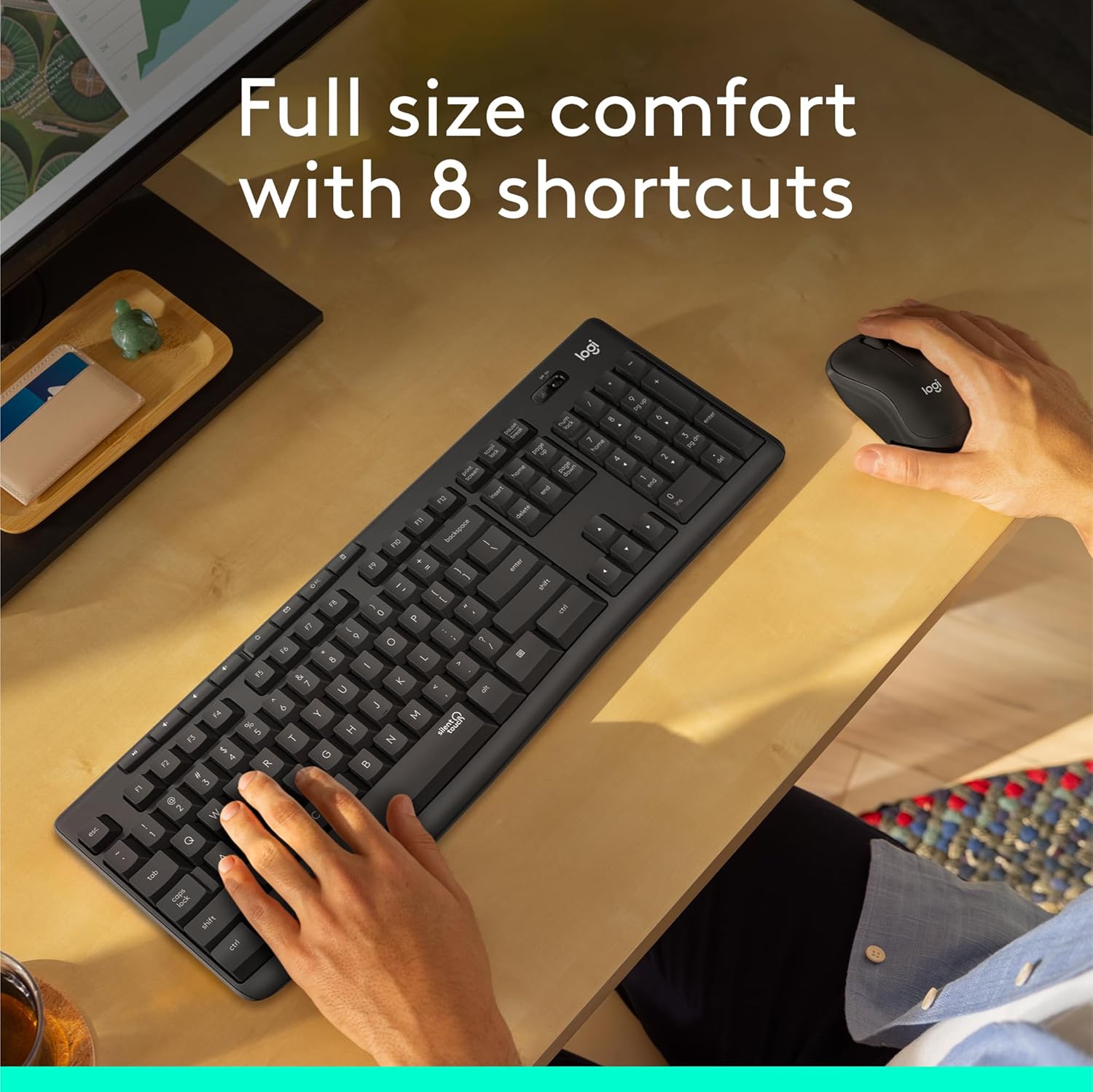 Logitech MK295 Wireless Mouse & Keyboard Combo with SilentTouch Technology, Full Numpad