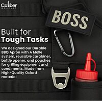 Caliber Gourmet Tactical Molle Apron Outdoor Durable Camping BBQ, Bottle Opener, Pockets, Reusable Carabiner, Adjustable