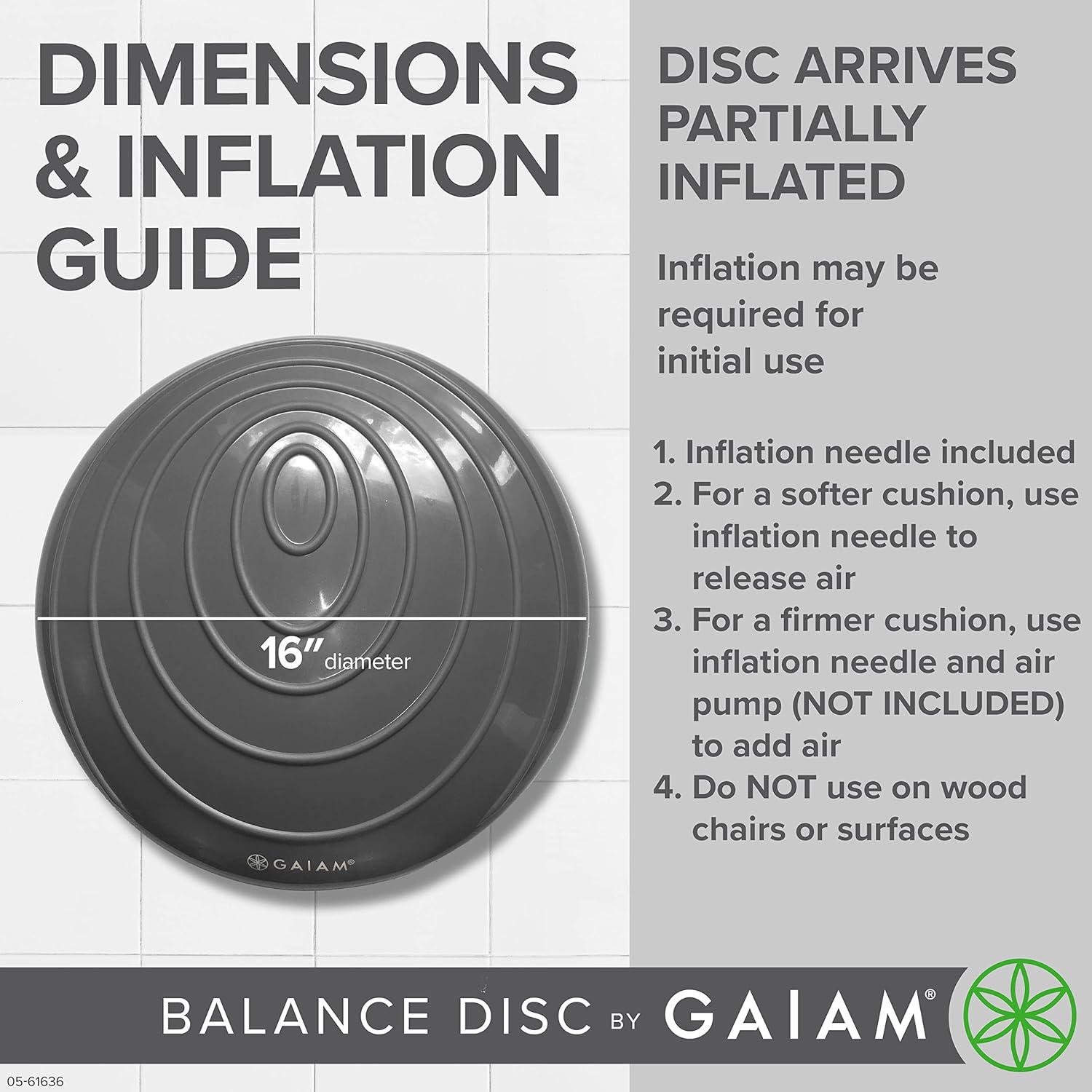 Gaiam Balance Disc Wobble Cushion Stability Core Trainer for Home or Office Desk Chair & Classroom