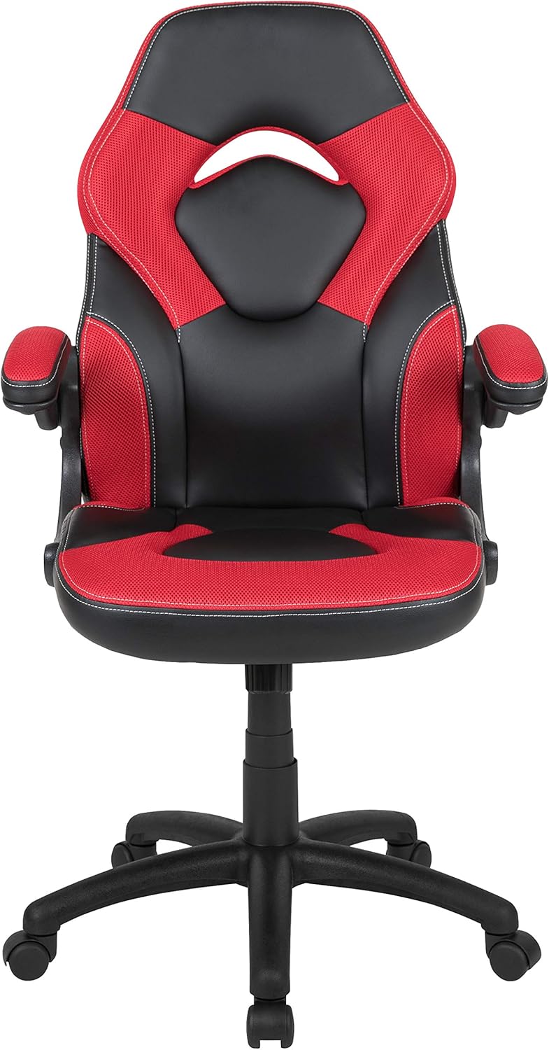 Flash Furniture X10 High-Back LeatherSoft Racing Style Gaming Chair with Flip-Up Arms
