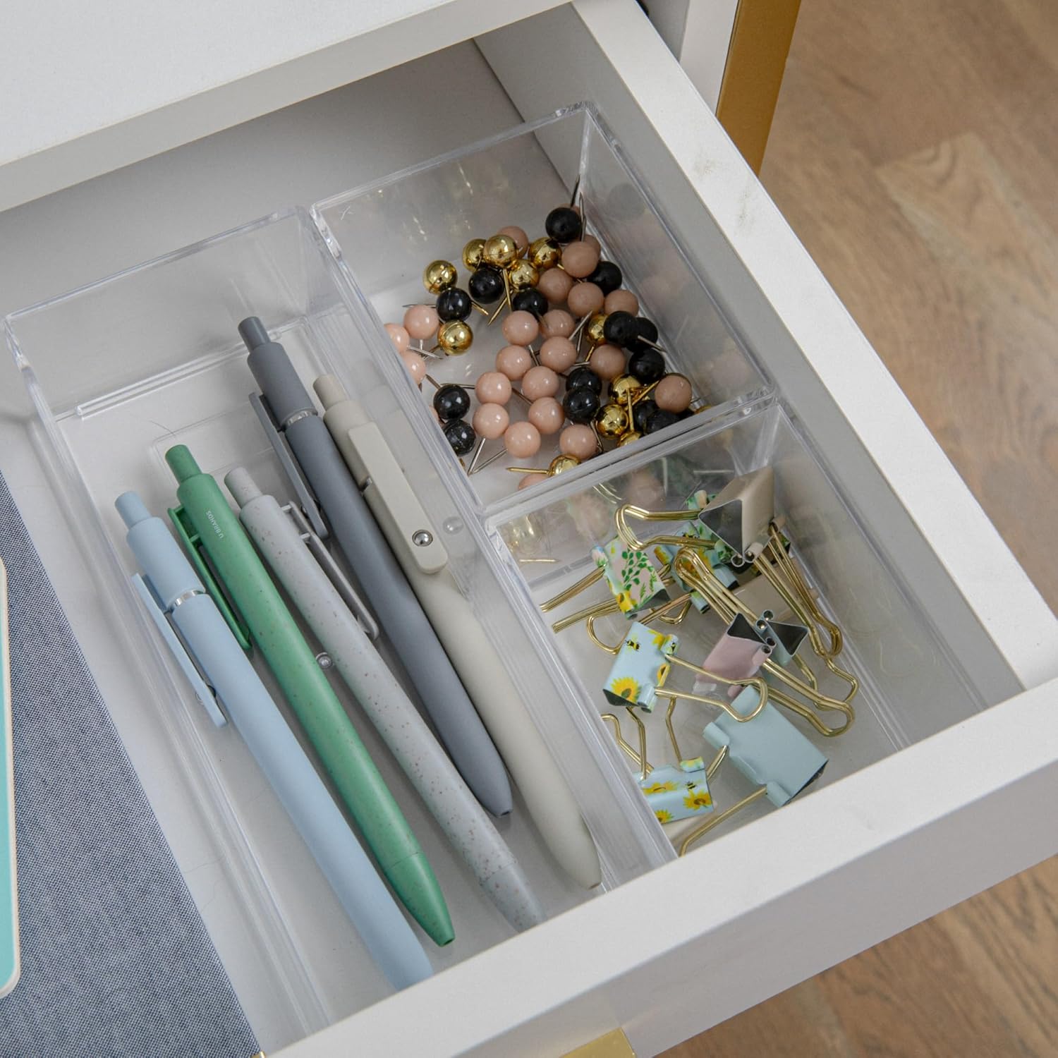 Martha Stewart Brody Stack & Slide Plastic Tray Desktop Organizer, Clear