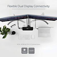 StarTech.com Dual Monitor USB 3.0 Laptop Docking Station with HDMI/DVI/VGA, 3x USB-A Hub, GbE, Audio
