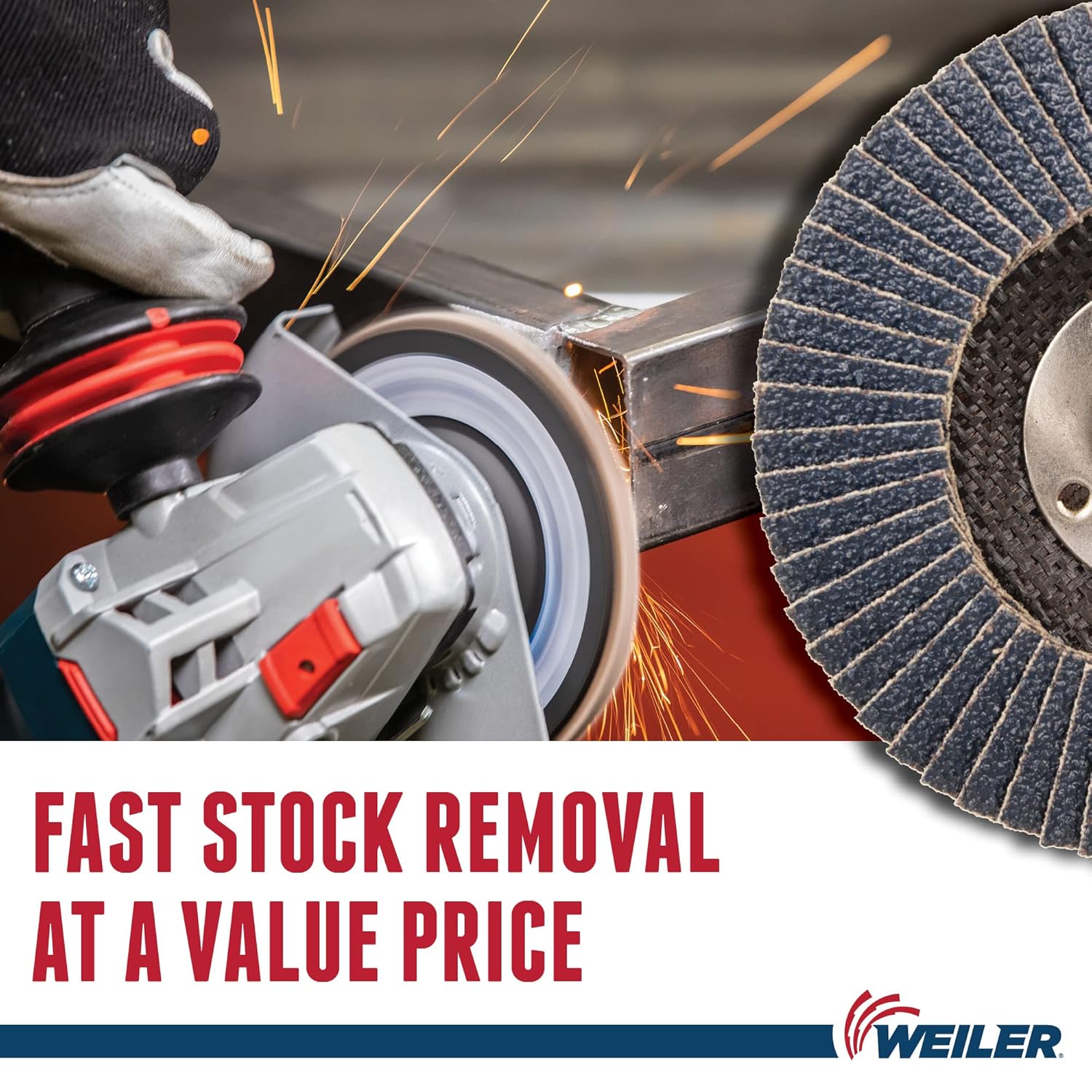 Weiler 31408 Wolverine 4-1/2" x 5/8"-11 UNC NUT Abrasive Flap Disc, 40 Grit Zirconia Alumina, Flat Type 27, Phenolic Backing