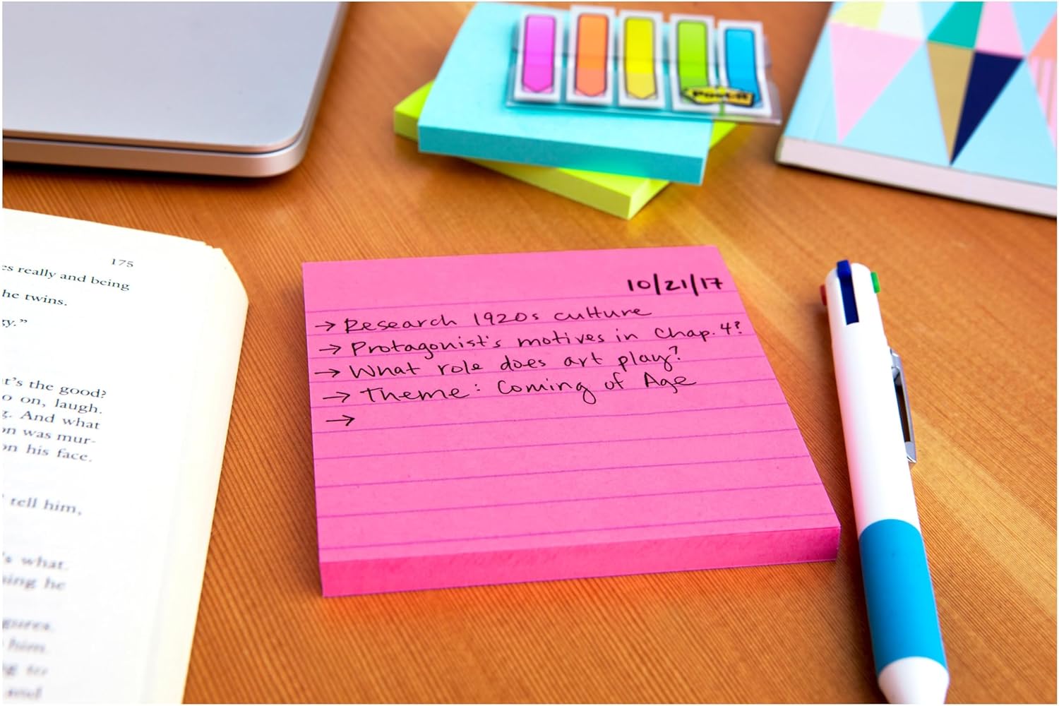 Post-it Super Sticky Lined Notes, 6 Sticky Note Pads, 4 x 4 in., School Supplies for Students, Ideal for Textbooks