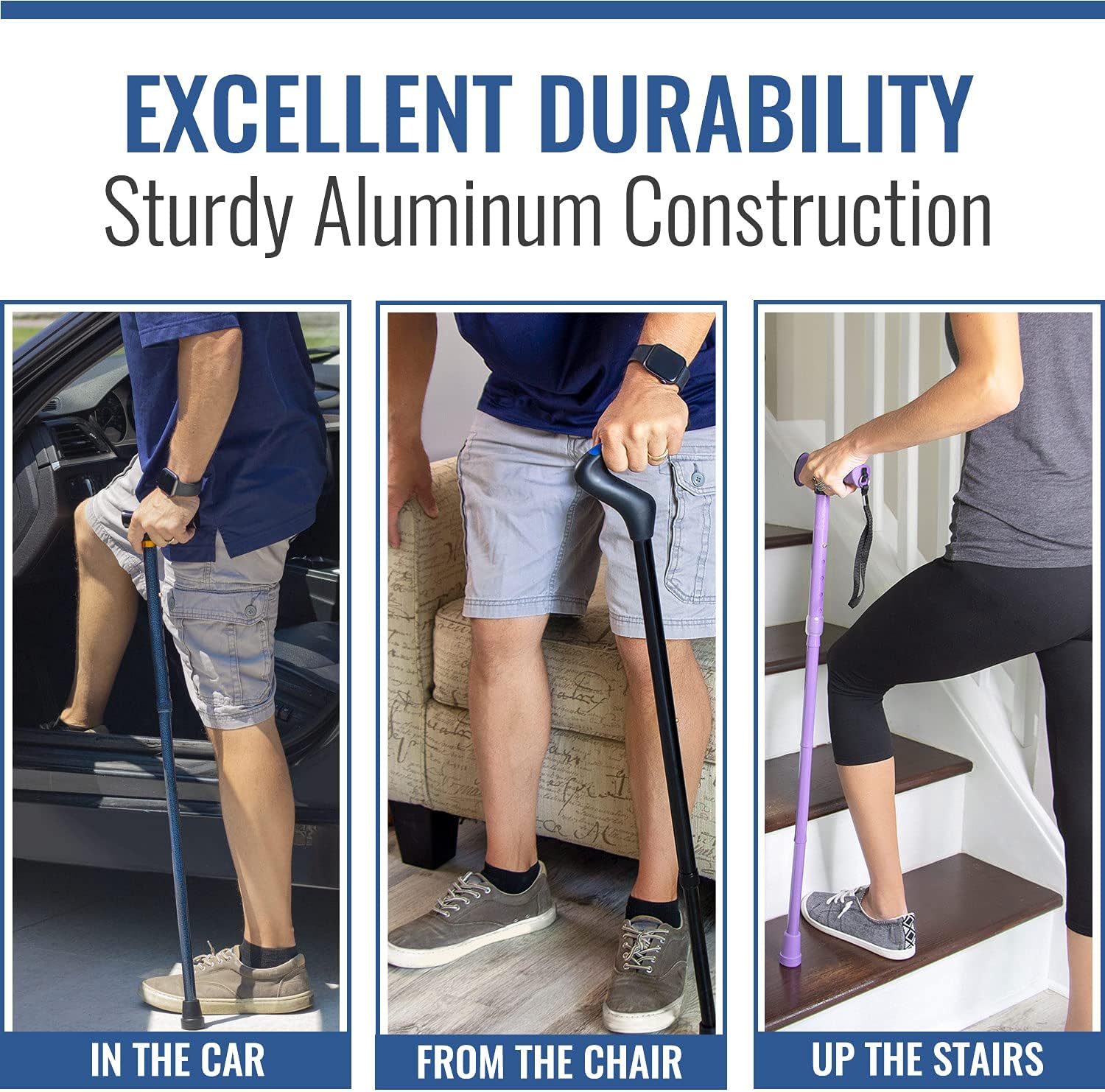 DMI Sports Walking Cane or Stick, Foldable Cane for Men, Women, Seniors and Handicapped Adjusts from 33-37" in 1 inch