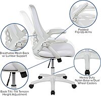 Flash Furniture Porter High-Back Mesh Ergonomic Swivel Office Chair with Adjustable Lumbar Support and Flip-Up Armrests