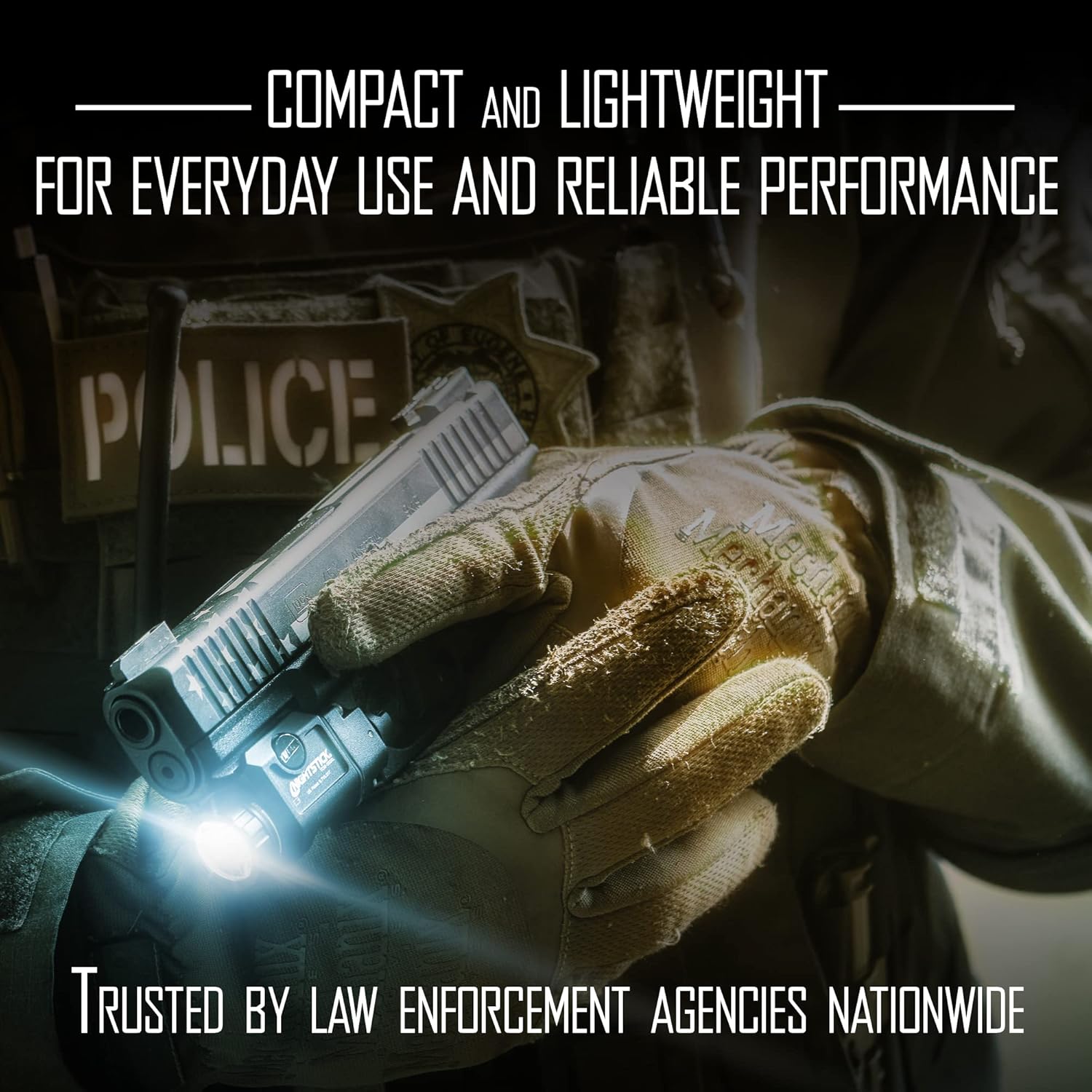 Nightstick TCM-550XL Compact Rail-Mounted Tactical Light - Waterproof Impact-Resistant Tactical Flashlight with Easy