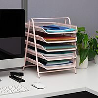 Mind Reader 5-Tier Paper Tray, Desktop Organizer, File Storage, Office, Metal Mesh, 11.75" L x 14" W x 14.5" H