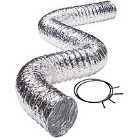 Deflecto 3-Ply 4in x 5ft Class 1 Flexible Aluminum Duct With Spring Clamps, Silver, FLXC0405