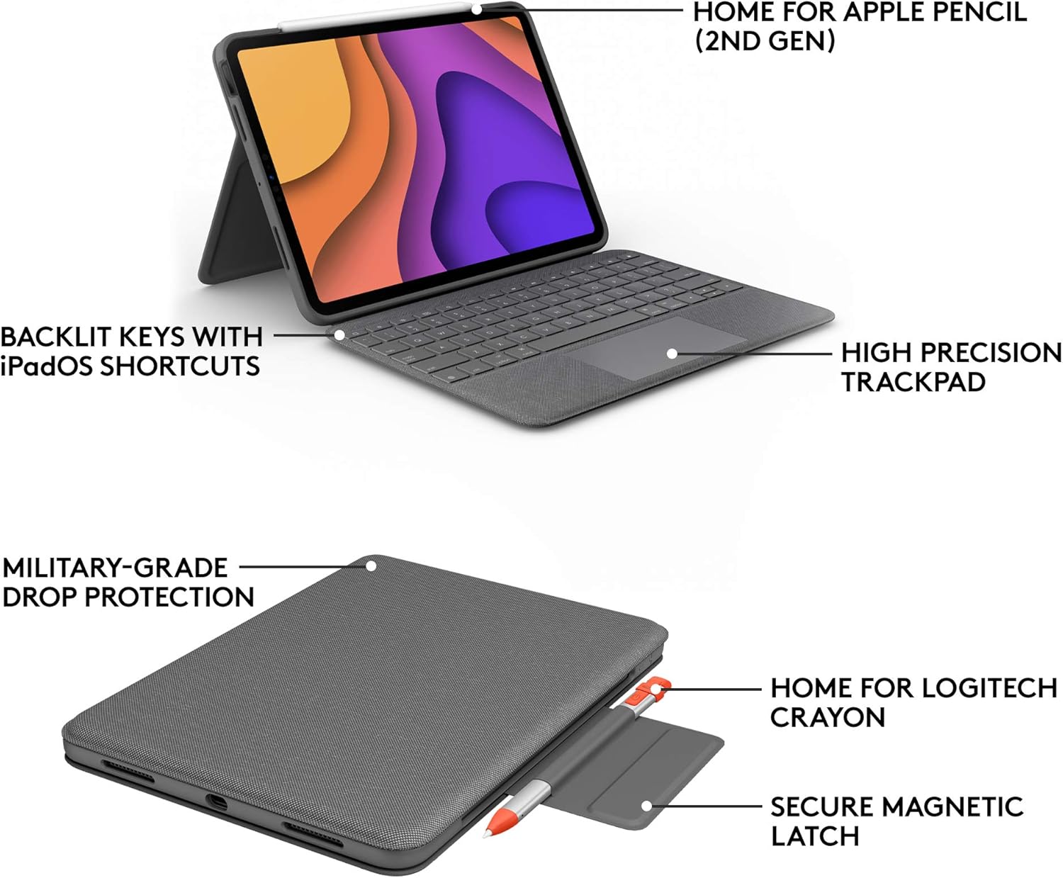 Logitech Folio Touch iPad Keyboard Case with Trackpad and Smart Connector for iPad Air 11-inch (M2 & M3)