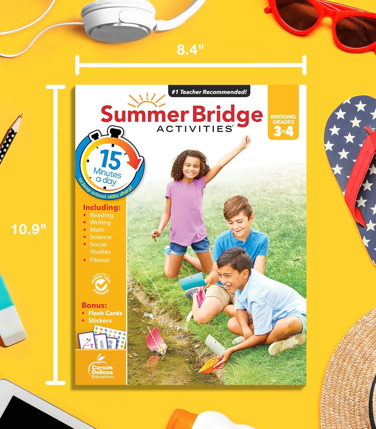 Summer Bridge Activities 3rd to 4th Grade Workbook, Activity Book With Math, Reading Comprehension, Science, Fitness