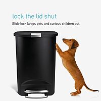 simplehuman 50 Liter / 13 Gallon Semi-Round Kitchen Step Trash Can with Secure Slide Lock
