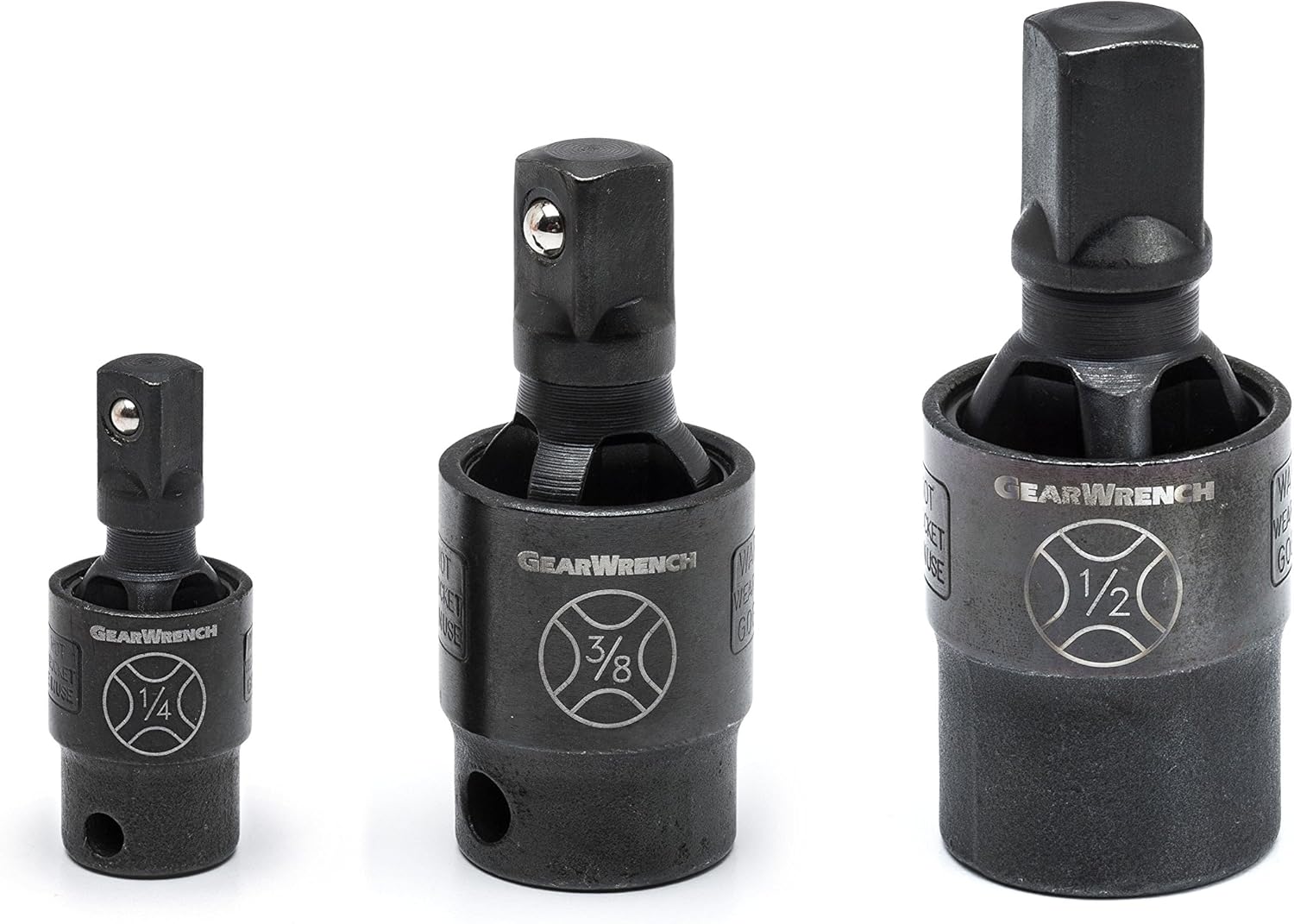 GEARWRENCH "3 Pc. 1/4", 3/8" & 1/2" Drive X-Core Pinless Impact Universal Joint Set - 84960
