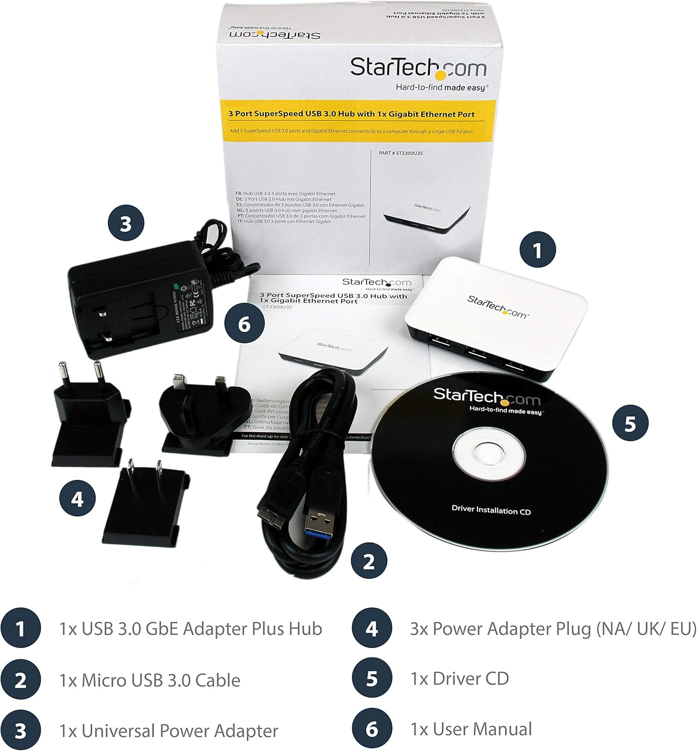 StarTech.com USB 3.0 to Gigabit Ethernet Adapter with USB 3.0 Hub