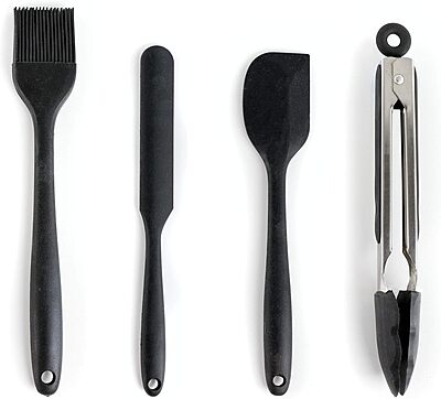 MegaChef Tool Black Utensil Set, 14 Piece, Gray and Stainless Steel