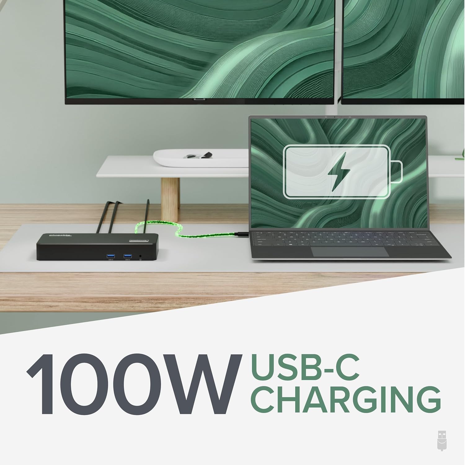 Plugable USB C Triple Display Docking Station with Laptop Charging, for Thunderbolt, USB4, or USB-C Systems