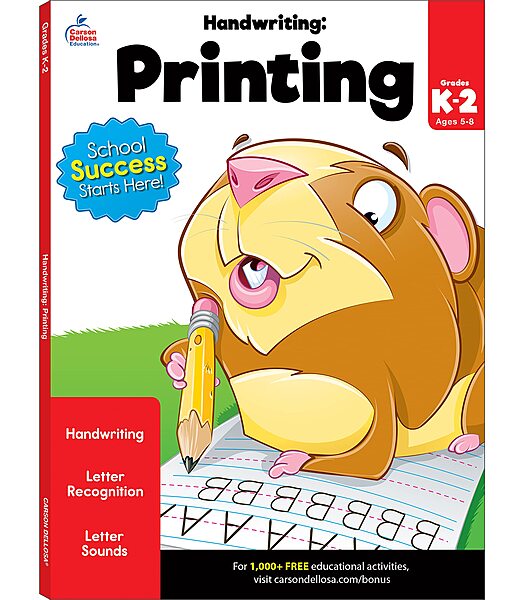 Carson Dellosa K-2 Printing Handwriting Workbook, Writing Book for Kindergarten