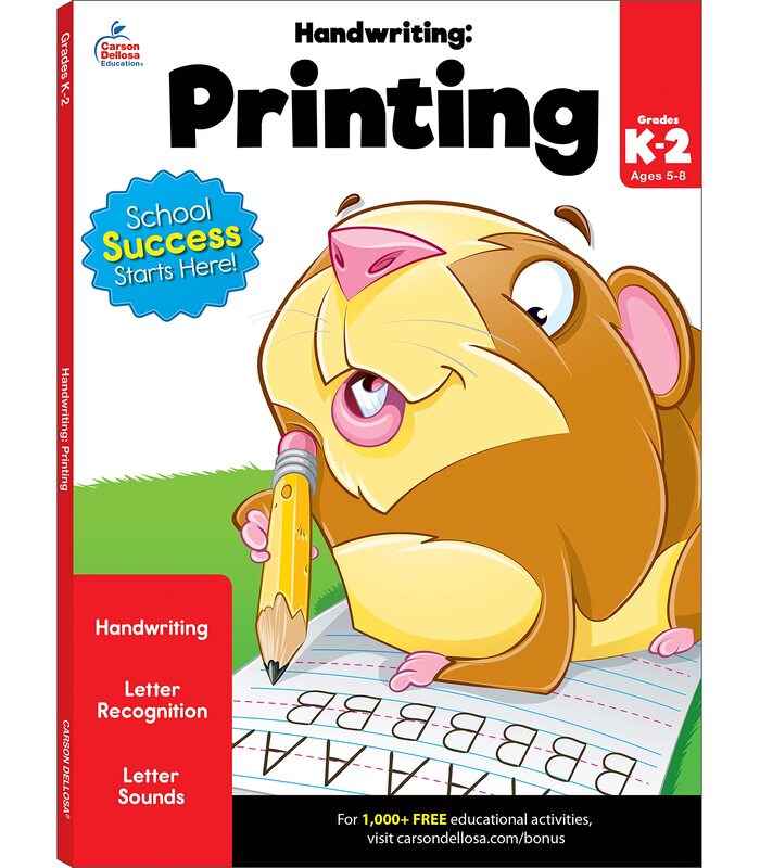 Carson Dellosa K-2 Printing Handwriting Workbook, Writing Book for Kindergarten