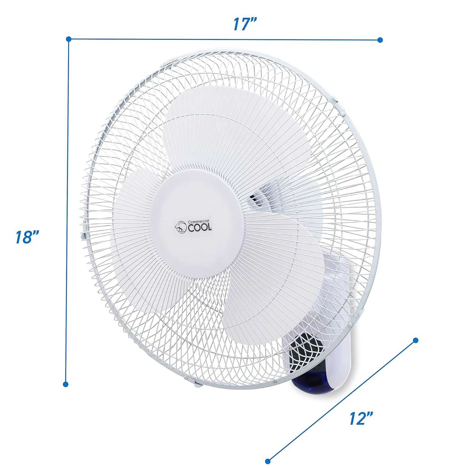 Commercial Cool 16in Adjustable Wall Fan With Remote, 18inH x 17inW x 12inD, White