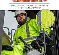 Ergodyne Standard Class 3 Hi-vis Rain Jacket Black Bottom Large