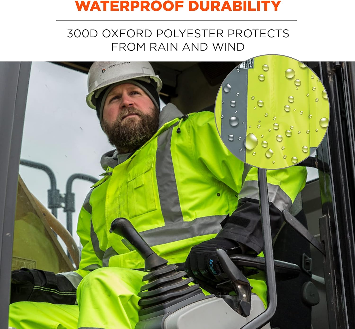 Ergodyne Standard Class 3 Hi-vis Rain Jacket Black Bottom Large