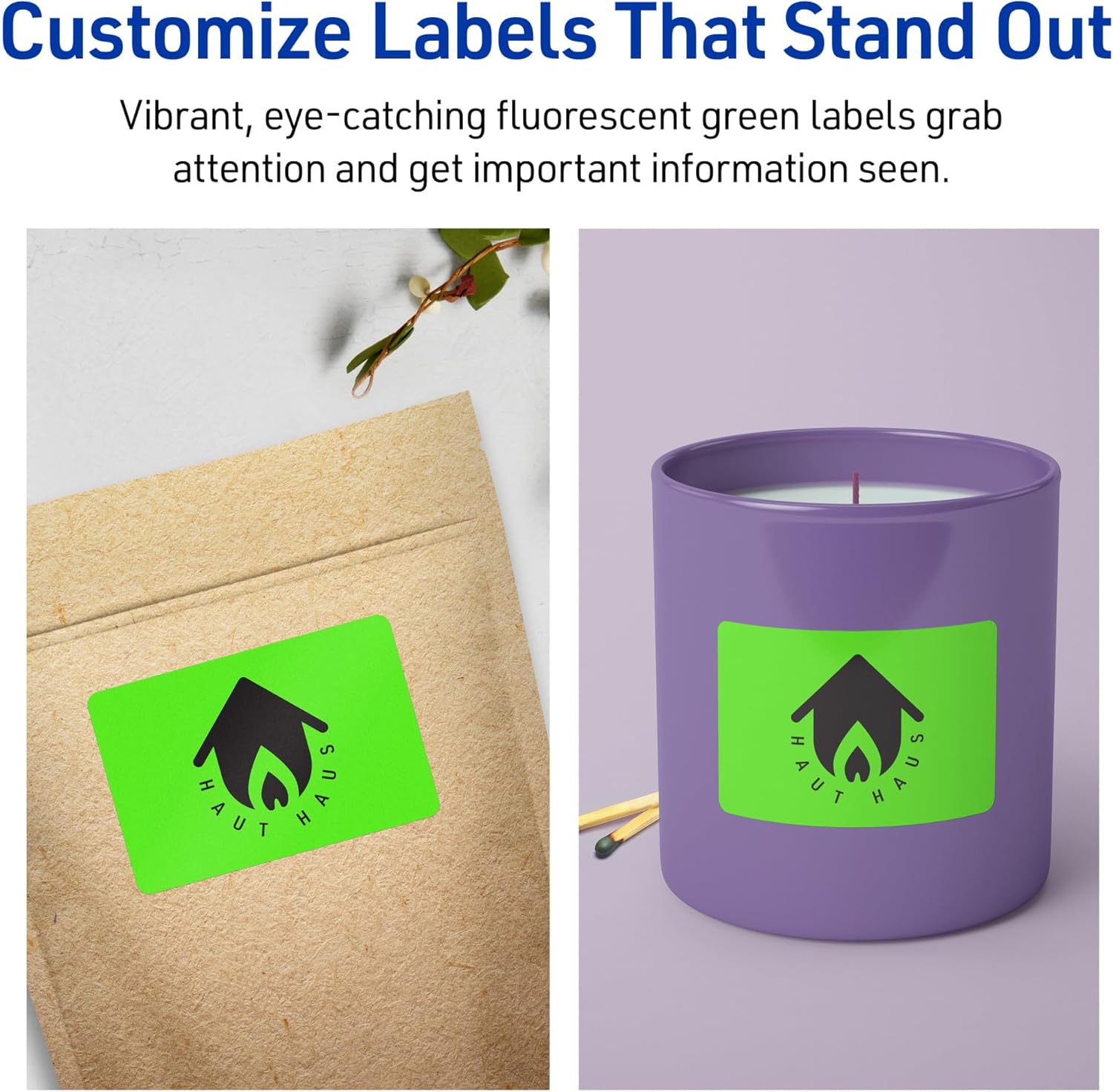 Avery Printable Neon Green Rectangle Labels 2 x 3.75 Print-to-Edge