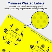 Avery Printable Hexagon Labels, Sure Feed Technology, 2-1/2" x 2-57/64", Neon Yellow, Print-to-The-Edge, Laser/Inkjet