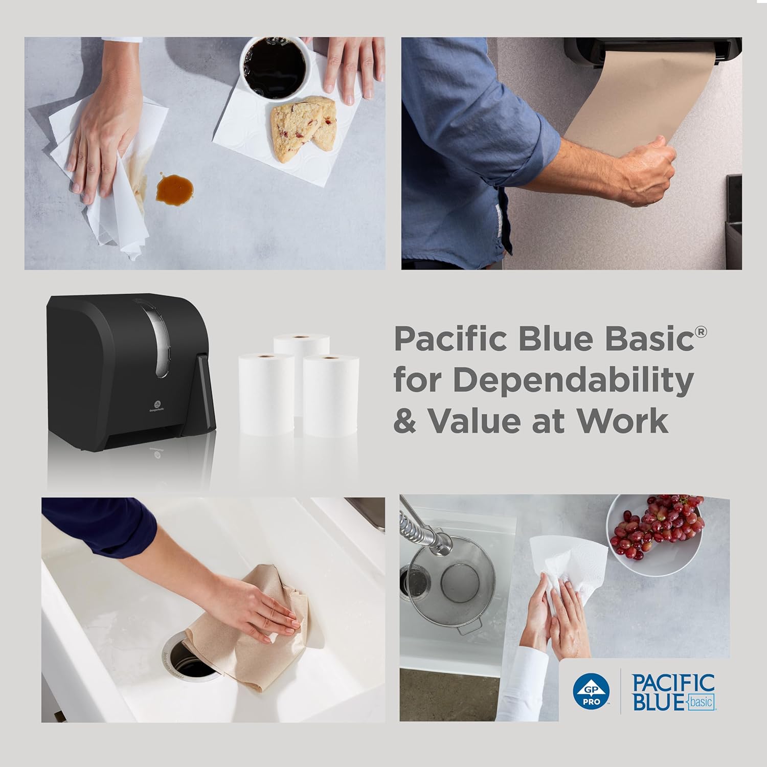 Georgia-Pacific Pacific Blue Basic Recycled Hardwound Paper Towel Rolls by GP PRO (Georgia-Pacific); Brown; 26301