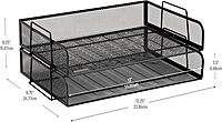 Mind Reader Stackable Paper Tray, Desktop Organizer, File Storage, Office, Metal Mesh, 13.25" L x 9.75" W x 6.25" H, 2 Pcs., Black 13.3" x 9.8" x 6.3"