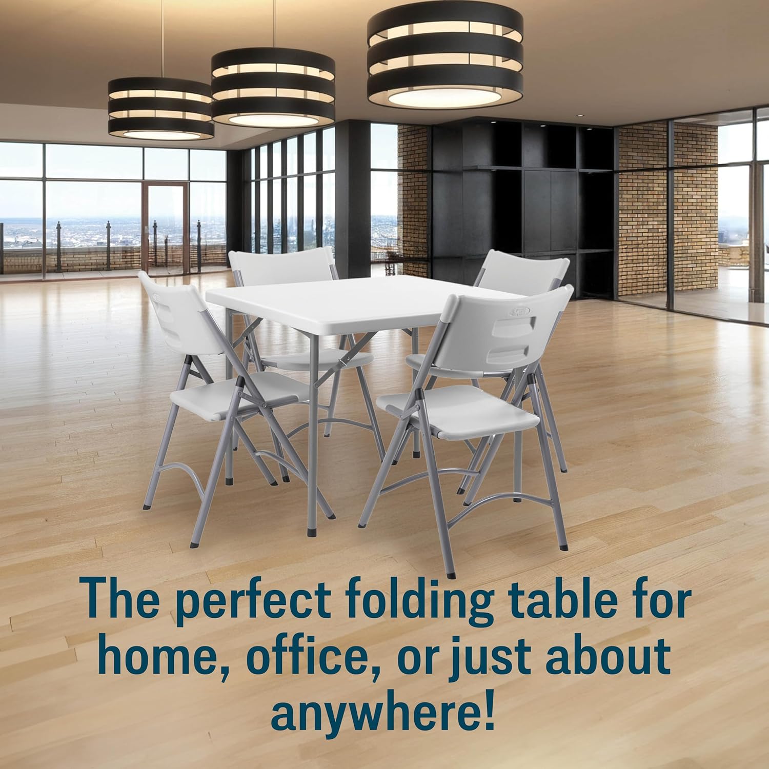 National Public Seating 36" x 36" Square Plastic Folding Table - Adjustable, Heavy-Duty, Portable